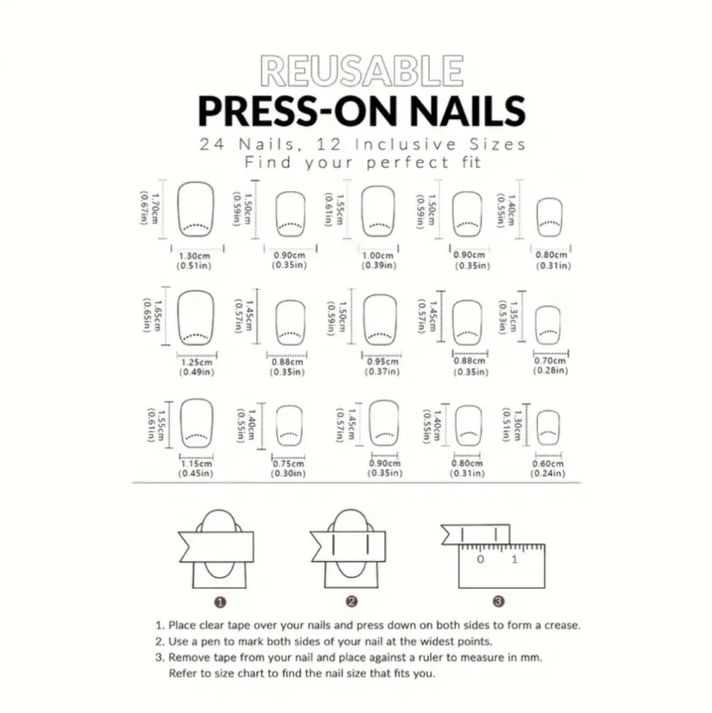24 Pieces Fake Press On Nails